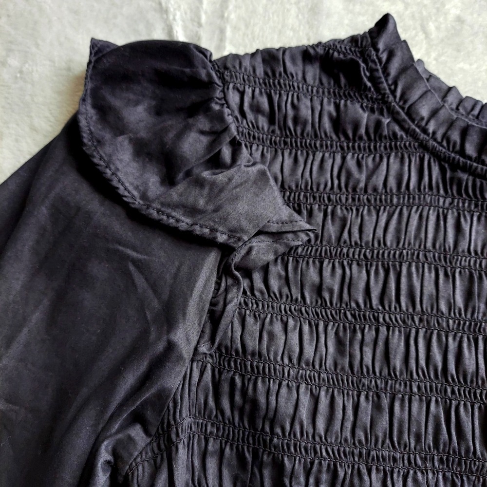 GAP Womens Dress S Smocked Ruffle Gothic Witchy Vampy Grunge Goth Cottagecore - Picture 6 of 14